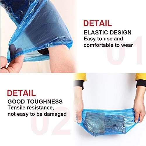 Greenour Pack of 100/1000/2000 Plastic Sleeves Covers Disposable Waterproof Arm Sleeve Protectors Blue 16" with Elastic