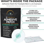 MirTouch Transparent Waterproof CGM Sensor Patches for Freestyle Libre 1, 2, 3 & Plus - No Glue in Center - 12 Adhesive Patches Plus 12 Skin Prep Wipes - Hypoallergenic Glucose Monitor Patch Set