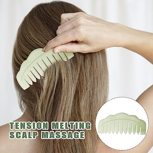 Jade Hair Comb Body Stone Back Gua Sha Tool Men Women Head Massager Scalp Comb for Stress Relax, Dandruff, Hair Growth, Acupuncture, Facial Trigger Point Treatment, Estheticians Therapists Supplies