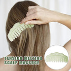 Jade Hair Comb Body Stone Back Gua Sha Tool Men Women Head Massager Scalp Comb for Stress Relax, Dandruff, Hair Growth, Acupuncture, Facial Trigger Point Treatment, Estheticians Therapists Supplies