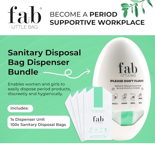 Fab Little Bag Feminine Hygiene Disposable Bags Set for Tampons and Sanitary Pads, Feminine Care Products Kit, Comes with 100 Bags and the Dispenser