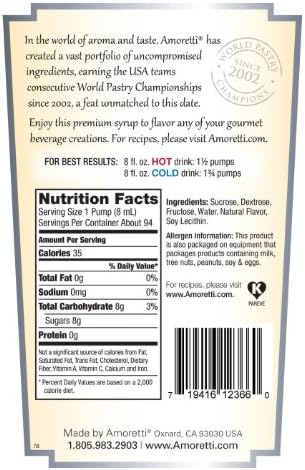 Amoretti Premium Syrup, Anise, 25.4 Ounce