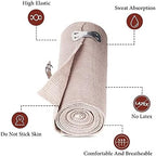 Elastic Bandage Wrap with Clips Fasteners Adhesive Bandaging Stretch Tape Rolls for First Aid Measures Outdoor Sports 2Inch x 15Ft