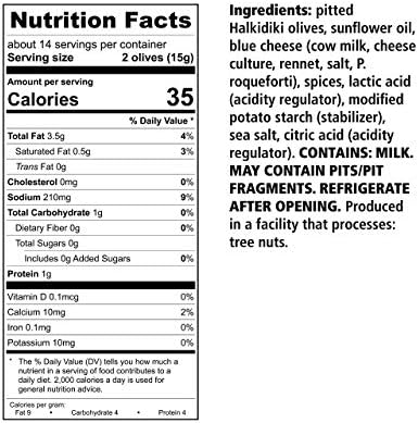 DIVINA Spicy Buffalo Blue-Cheese-Stuffed Greek Olives, 13 Ounce