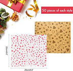 ASTARON 100pcs Christmas Wax Paper Sheets for Food Wrapping, Christmas Greaseproof Tissue Wax Paper for Candy Cookies Sandwich Wrapping Fried Food Basket Liner(Brown Red)