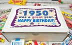 RETRO CANDY YUM ~ 1950 76th Birthday Gift Box Nostalgic Retro Candy Assortment from Childhood for 76 Year Old Man or Woman Born 1950 Jr