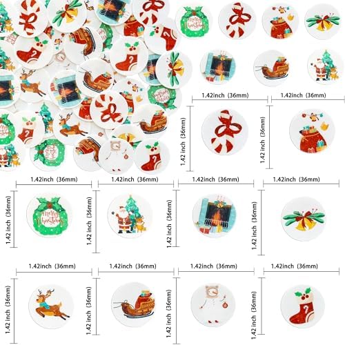 Ephlyn 50Pcs Edible Christmas Cake Toppers Wafer Paper Christmas Cupcake Decorations Xmas Cookie Decorations for Xmas Festival Birthday Party Food Decor Multi