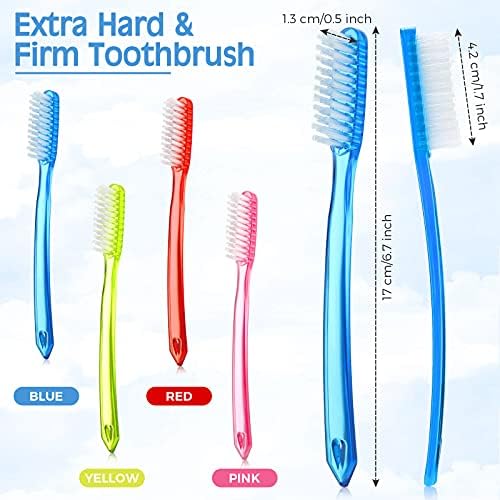 Zopeal Extra Hard and Firm Toothbrush for Adults Bulk Huge Large Long Head Bristle Full Head Manual Toothbrush for Whitening Cleaning(24 Pieces)