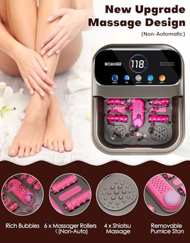 Collapsible Foot Spa with Heat, Bubble,Temp Control,Remote Control, Color Touch Screen Foot Bath Massager with 6 Massage Rollers,Foot Soaking Tub,Pedicure Foot spa for Stress Relief (Deep Grey)