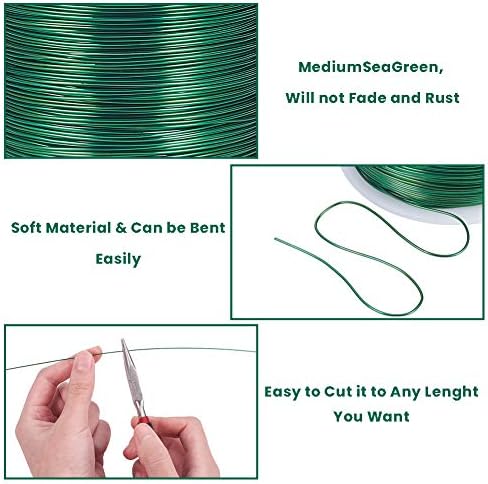 BENECREAT 20 Gauge 770FT Aluminum Wire Anodized Jewelry Craft Making Beading Floral Colored Aluminum Craft Wire - Green