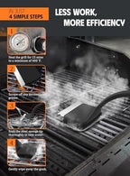 MEKER Grill Brush Bristle Free, Grill Cleaner Brush with 5 BBQ Replacement Head for Cast Iron, Stainless Steel Grates, Safe Grill Scraper Outdoor BBQ Grill, Black