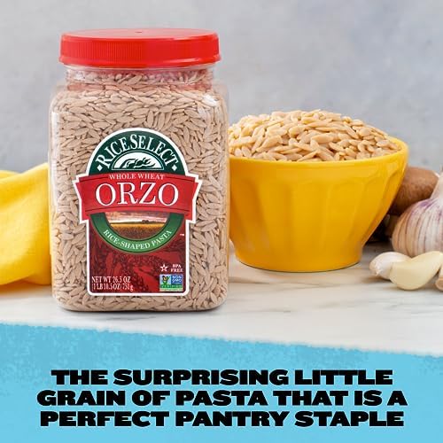 RiceSelect Whole Wheat Orzo Rice-Shaped Pasta, Non-GMO, Vegan, 1.66 Pound (Pack of 1)