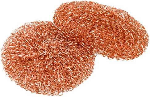 Redecker Copper Thread Pot Scrubber, Woven Copper Scouring Pads, 2 Pack Kitchen Scrubber for Pots Pans Sink Stove Stainless Steel, 3 in Diameter, Made in Netherlands