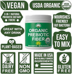 USDA Organic Prebiotic Fiber 3-in-1 Vegan Powder for Gut Health - Raw Whole Food Plant Based Prebiotics Digestive Supplement with Inulin (Jerusalem Artichoke), Acacia Fibers, SunFiber 240g