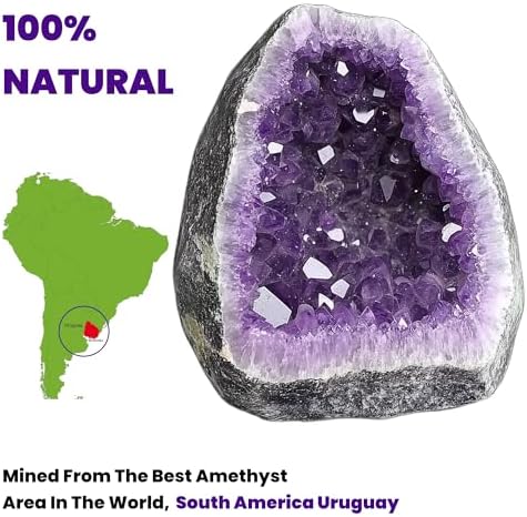 Amethyst Crystal (Approx. 0.882 lb–1.1lb, 3.15”–3.25”) Raw Amethyst Cluster Healing Crystals and Stones Reiki Chakra Tower Purple Quartz Geode for Spiritual Decor Crafts Protection