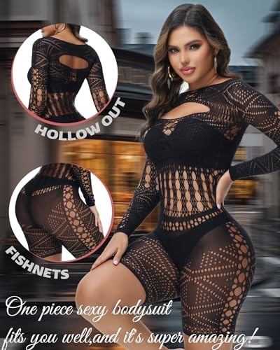 XIUSEMY Woman Lingerie Bodysuit Fishnet Bodystocking Hollow Out Jumpsuit Bodycon Sexy Romper