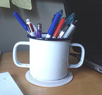 Two-Handled Steel 16 Ounce Cup for Easy Drinking with Essential Tremors and Arthritis