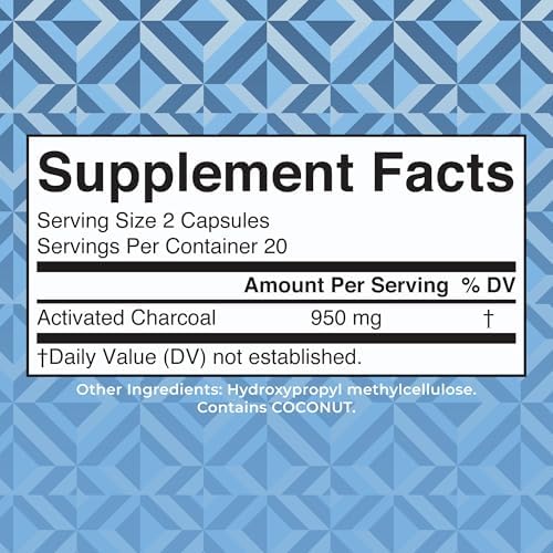 MARYRUTH'S Organics Activated Charcoal Capsules | Substance Adsorption | Derived from Coconut Shells | Vegan Capsules from Pine Trees | Non-GMO | Gluten Free | 40 Count