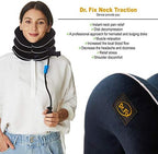 Dr Fix Cervical Neck Traction Device for Instant Neck Pain Relief at Home | Elastic Band (Dark Blue, 12-17)