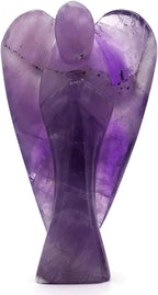 Amethyst Crystal Guardian Angel Figurines Ornament for Healing Birthstone, Decoration Statue (Hand Carved Pocket Gemstone Angel, 3 Inch)