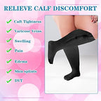 Hillban 2 Pair 15 - 25 Mmhg Wide Plus Size Calf Zipper Compression Socks for Women Men