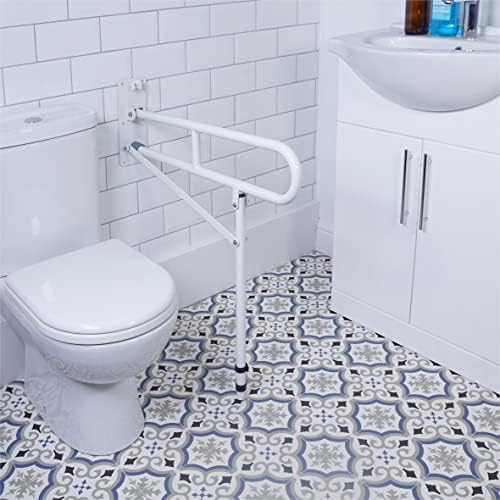 Aidapt 29.5 INCH Stainless Toilet Safety Rails,Disabled Flip-Up Bathroom Grab Bar with leg support,Toilet Handrails Hand Grips Handle Shower Assist Aid, designed for Handicap and Elderly