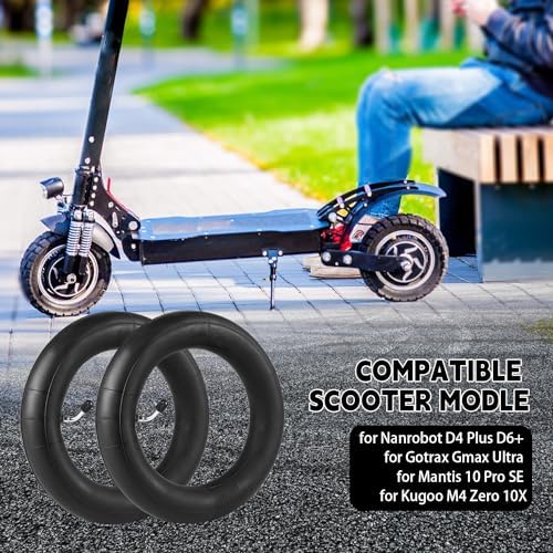 10x3.0 Inner Tube, 90 65-6.5 and 110 50-6.5 Scooter Inner Tube, 255x80 80/65-6.5 Electric Scooter 10 inch Tires Replacement, [Thickened] [with Valve Extension] [with Tire Levers] (2 Pack)