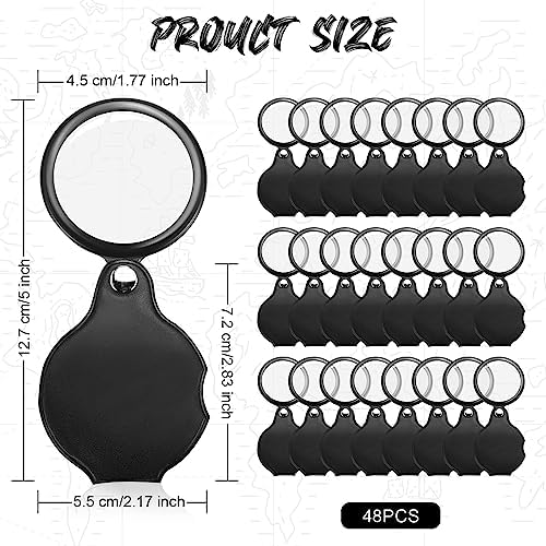 Hoteam 48 Pcs 10X Small Magnifying Glass Mini Pocket Magnifier with Rotating Protective Cover, Folding Magnify Glass Small Magnifying Lens for Reading, Jewelry, Hobby