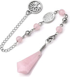 GEHECRST Rose Quartz Crystal Pendulum for Divination Natural Healing Crystal Stone Point Dowsing Pendulum Gemstone Pendulum Pendants for Wicca Witchcraft Energy Balancing Meditation Gift Christmas