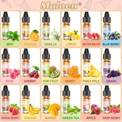 Food Flavoring Oil, 18 Flavors Candy Flavoring, Concentrate Imitation Flavor Extract for Baking, Lip Gloss, Drinks, Cooking, Soap - Water & Oil Soluble - .25 Fl Oz (6 ml) Bottles