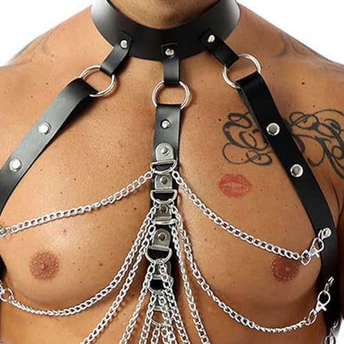 Men's Harness Belt Costume, PU Leather Body Chest for Men Sexy Punk Body Harness Belt, Adjustable Buckle Clothes Outfits, Nightclub Cosplay Clubwear bongage