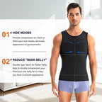 Wonderience Compression Shirts for Men Undershirts Slimming Body Shaper Waist Trainer Tank Top Vest with Zipper