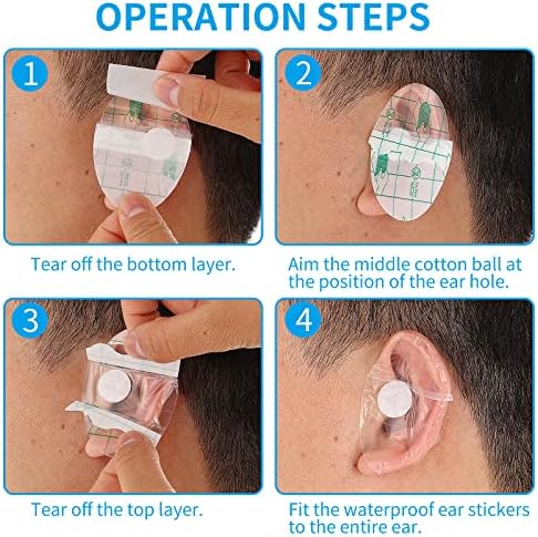 60 Pieces Ear Covers Waterproof Shower Swimming Ear Stickers Newborn Ear Plugs Disposable Ear Tape Ear Protectors Showering Surfing Snorkeling and Other Water Sport