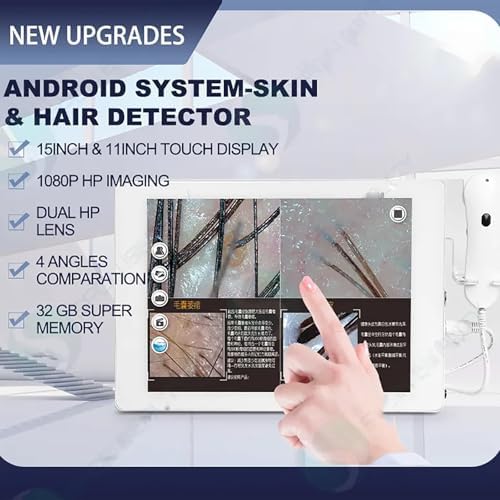 Skin Scalp Detector, 15 Inch Hair Follicle Skin Analyzer Machine with 70x/200x HD Camera,18 Million Pixels, Photo Freeze, Storage Customer Information, for Home Beauty Salon