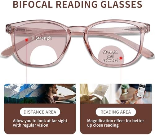 Bifocal Reading Glasses for Women Blue Light Blocking Clear Top Bifocal Computer Readers with Spring Hinges