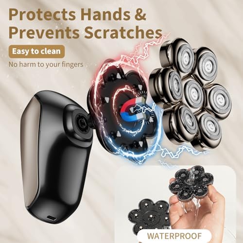 SHPAVVER Head Shavers for Bald Men: 5-in-1 Upgraded Electric Razor - IPX7 Waterproof Shaving Grooming Kit for Balder - Turbo Speed & Precision Blades Valentine's Day (Ink Black)
