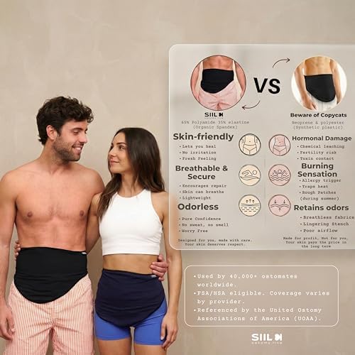 SIIL Ostomy Belt for Men & Women | FSA & FHA Approved | Ostomy Bag Covers | Sports & Swimming | Colostomy Belts, Illeostomy Covers, Urostomy Belt | Ostomy Wrap Improved Zipper - Made in EU