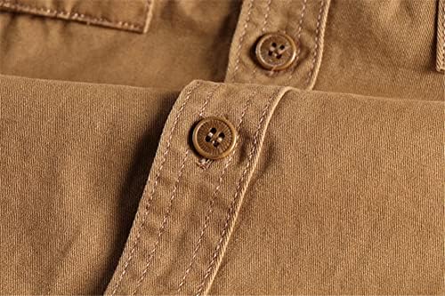 Cargo Shirt for Men Long Sleeve Cotton Solid Color Washing Lapel Boyfriend Shirt Jacket