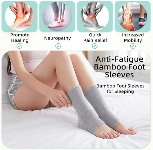 one Compress Bamboo Foot Ankle Sleeves Neuropathy for Women- Premium Anti-Fatigue Bamboo Footsleeves (Grey,XL(ShoeSize45-48))