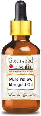 Greenwood Essential Pure Yellow Marigold Oil (Calendula officinalis) with Glass Dropper Premium Therapeutic Grade for Hair, Skin & Aromatherapy 10ml(0.33 oz)