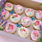 100 Pcs Edible Flowers Cupcake Toppers Cake Decorations Wafer Paper Pink Rose & Cherry Blossom & Butterfly for Wedding Cakes Birthday Parties