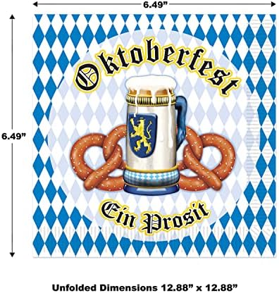 Beistle 32 Piece 2-Ply Paper Oktoberfest Lunch Napkins, German Theme Party Supplies
