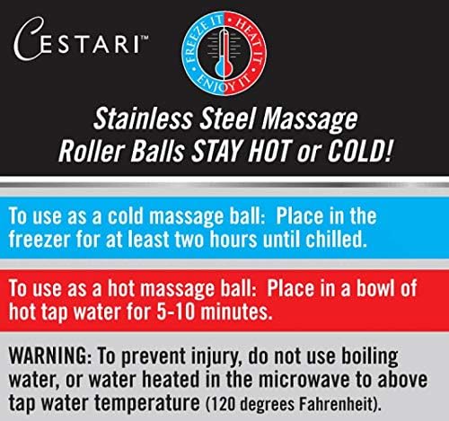 Massage Roller Ball - Stainless Steel Gel Balls for Heat + Ice Therapy - Back, Shoulder, Calf, Foot Massager with Heat or Cold - Myofascial Release - Deep Tissue Trigger Points - Hot Cold Roller..