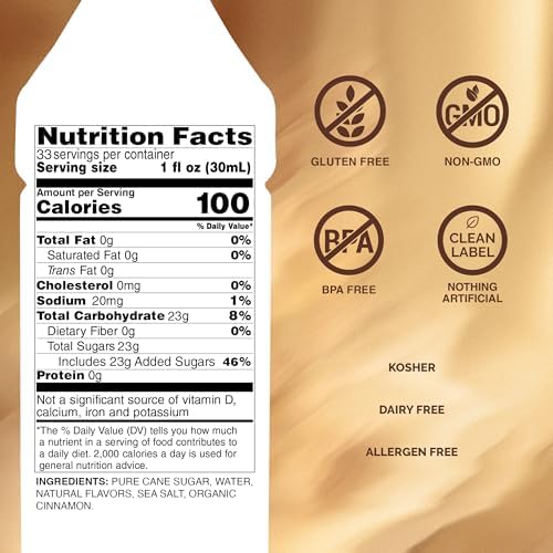 Monin - Caramel Apple Butter Syrup, Buttery Caramel and Cooked Apple Flavor, Natural Flavors, Great for Hot Lattes, Ciders, and Seasonal Cocktails, Non-GMO, Gluten-Free (1 Liter)
