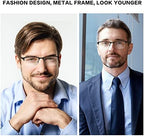 Bifocal No Line Progressive Multifocus Reading Glasses Men Multifocal Reader Blue Light Computer Metal Frame Eyeglass
