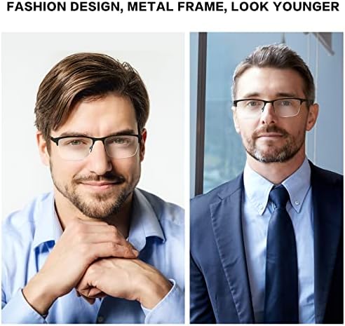 Bifocal No Line Progressive Multifocus Reading Glasses Men Multifocal Reader Blue Light Computer Metal Frame Eyeglass
