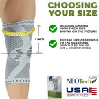 NeoTech Care Knee Support Brace - Breathable - Men, Women, Right or Left (Gray, Size L, 1 Unit)