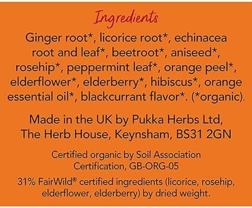 Pukka Elderberry & Echinacea Organic Herbal Tea, Perfect for Wellness Support, Caffeine Free, 80 Total Tea Bags (20ct - Pack of 4)