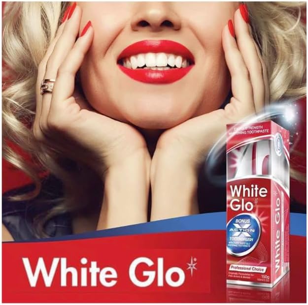 White Glo Professional Choice Extra Strength Whitening Toothpaste 100 ml & Toothbrush (with Sanitral 50 Pcs Dental Floss Stick Included as a Gift)