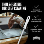 Brushtech Sink Drain & Overflow Cleaning Brush - Thin & Flexible Drain Cleaning Gadget for Clogs, Hair, & Debris - Long Pipe Cleaning Brush for Kitchen & Bathroom Sink Maintenance - Made in USA